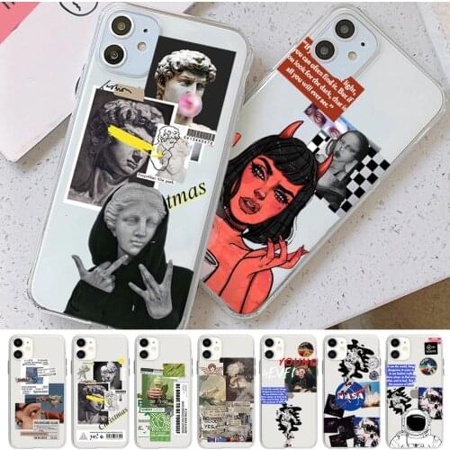 Funny Art Para Labels Mona Lisa Phone Case for IPhone 12 11 Pro Max X XR XS Max 6 7 8 7Plus Se 2020 Cover Astronaut Phone Shell