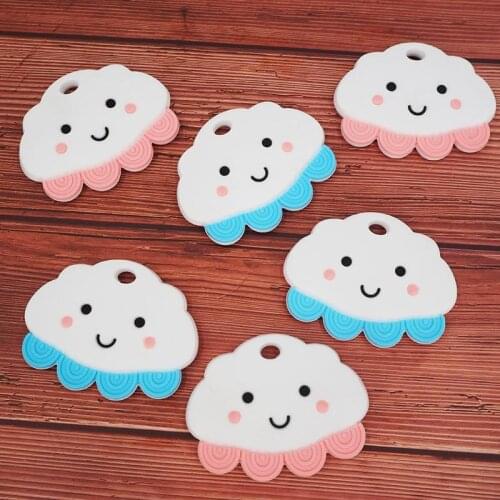 Chenkai 5PCS Silicone Cloud Teether Smoothing Cartoon Pacifier For Baby Sensory Nursing Necklace Bracelet Jewelry Accessories