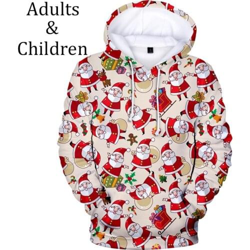 Kids Christmas Print Santa 3D Hoodies Men Women Hot boys girls Harajuku Fall Winter Hip Hop Sweatshirts casual 3D Hoodies