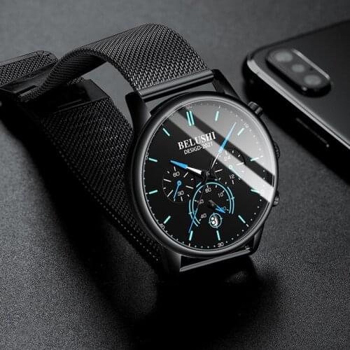 Hot 2021 New Quartz Watch Mens Business Fashion Three Eye Six Needle Timer Calendar Luminous Fashion Watch Wholesale Factory