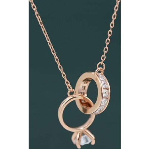 Dainty Cubic Zircon Choker Necklace Short Clavicle Necklace Women 2020 New Jewelry Double Circle Best Crystal Pendant Necklaces