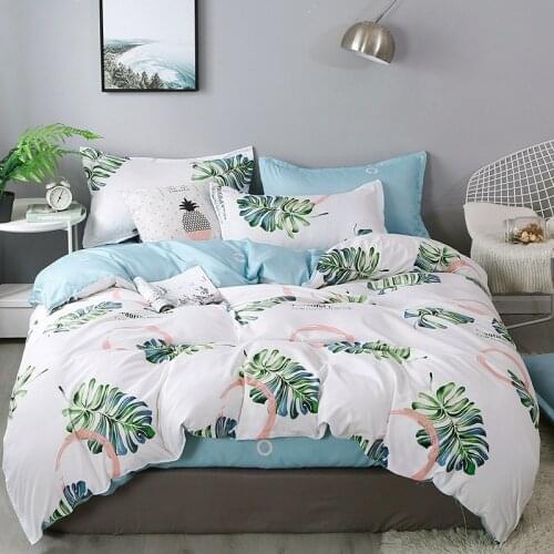 Home Textile Bedding Set Plant Flowers Duvet Cover Geometric 3 4pcs Brief Flat Sheet Pillowcase Set for Adult Kids