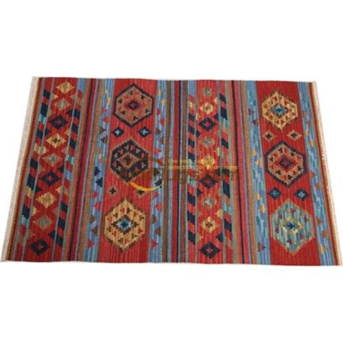 Kilim Carpet Wool Handwoven Wool Carpets Livingroom Carpet Geometric Rug Turkish Rug Natural Sheep Wool