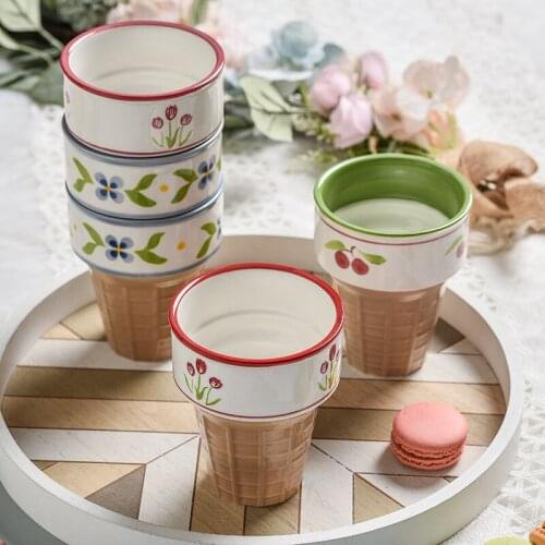 Creative Stackable Ice Cream Shaped Coffee Mugs Glaze Ceramic Milk Tea Water Cups Kitchen Home Office Party Collection Drink Cup