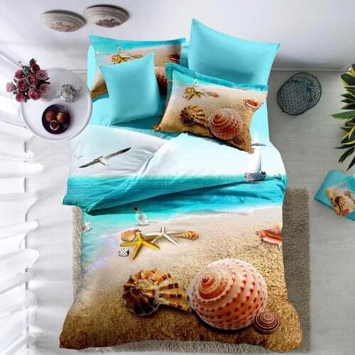 Lai Yin Sun HOT SALE 3D Duvet cover sets include Duvet cover Pillow cases 3D Bedding set Twin Queen 2OR 3PCS 3D Sea ViewShells