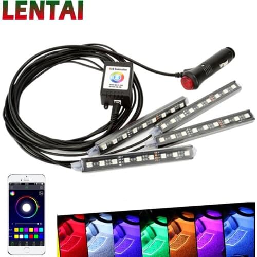 LENTAI 1Set Car LED RGB Light Atmosphere Lamp Strip Phone Control For Mercedes W203 BMW E39 E36 E90 F30 Volvo XC60 Alfa Romeo