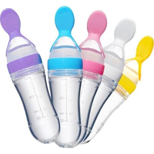 90ml/3oz Newborn Baby Spoon for Feeding Silicone Dropper Tableware Bottle Spoon Food Supplement Rice Cereal Infant Products