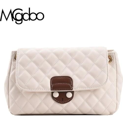 Mgcdoo Chain Shoulder Bag Pu Leather Checked Messenger Bags Women Fashion Design Bag Tote Bags
