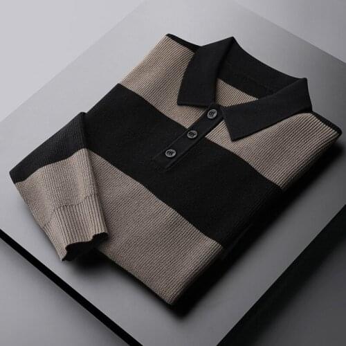 Classic Autumn Winter Male Sweaters Luxury Contrast Color Broad Stripe Casual Mens Sweaters Size 4xl Fit Man Sweaters