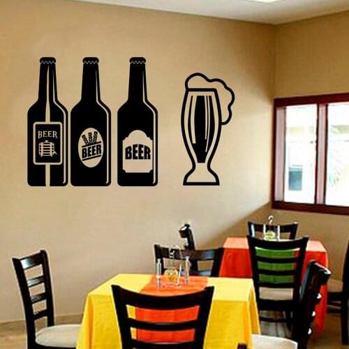 Drinks decor Wall Stickers Alcohol Glasses Bottle Wall Decal Bar Dining Room Food Window Decor Vinyl Sticker Art Handmade C235