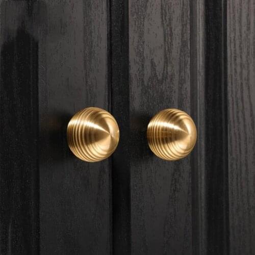 LCH New Nordic Style Solid Brass Threaded Round Cabinet Knob Cupboard Handle Door Pull Brass Color Entryway Clothes Hook