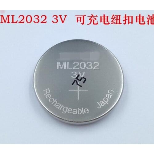 2PCS/LOT New Original ML2032 3V Rechargeable lithium battery button cell button batteries (ML2032)