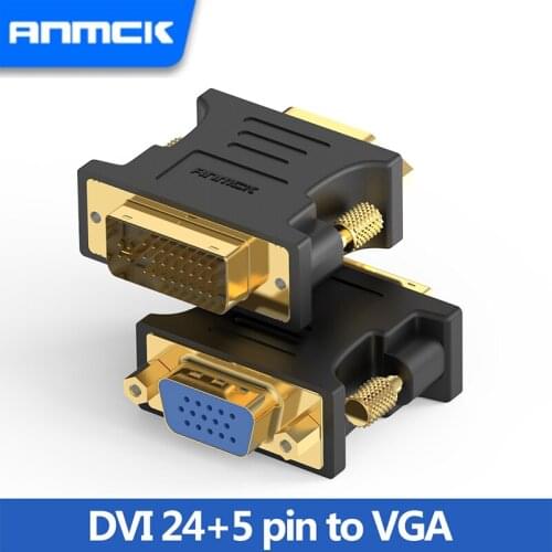Anmck DVI Male Converter DVI to VGA Adapter Convertor For Computer Display Screen Projector TV DVI 24+5 Pin to VGA Adaptor