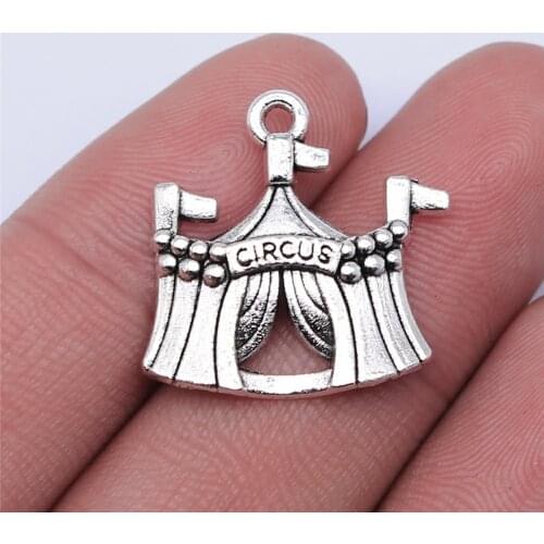 WYSIWYG 5pcs 23x21mm Antique Silver Color Circus Charms Pendant For Jewelry Making DIY Jewelry Findings