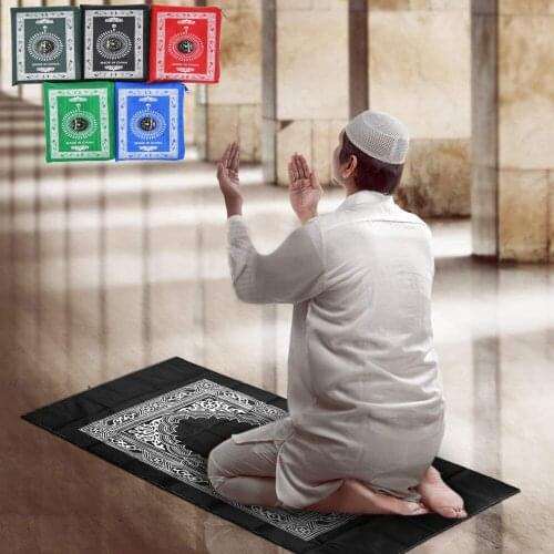 60*100cm Portable Muslim Worship Blanket Prayer Mat Travel Compass Islamic Qibla Prayer Mat Worship Mat
