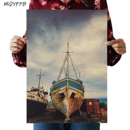 Big Broken Ship Retro Paper Poster Interior Decoration Paint 50.5x35cm