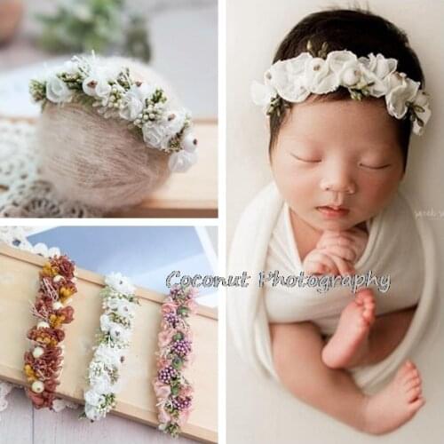 Coconut Newborn Photography Props Baby Headband Full Moon Baby Photo Headdress Handmade Hairband Flower Headband