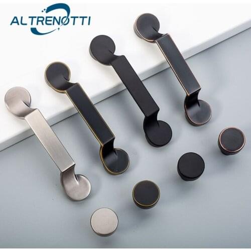 Cabinet Furniture Handle Simple Modern Drawer Kitchen Door Pull American Black Nickle Cupboard Wardrobe Dresser Knob Hardware