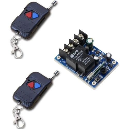 Wide Voltage DC 12V-48V 30A 1CH Smart Wireless Remote Control Light Switch Receiver & 2*Transmitters Lighting Lamp LED ON OFF