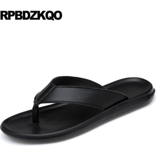 Slides slip on outdoor shoes waterproof water slippers flip flop 2019 men sandals leather summer beach black open toe fashion
