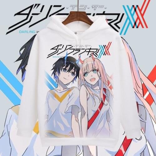 Anime DARLING in the FRANKXX Cosplay Hoodie Zero Two Code 002 Hiro Hoodies Winter Autumn Fleece Sweatshirts Casual Pullover