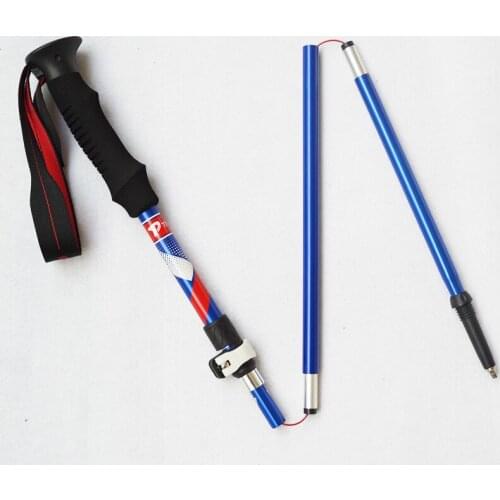 Outdoor Hiking Accessories Walking Stick Cane 5 Section Aluminum Alloy Anti Shock Telescopic Trekking Hiking Poles
