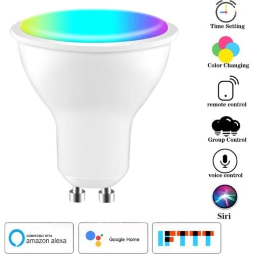 6W WiFi Smart Lamp GU10 Bulb Bombillas RGBW Dimmable Compatible With Alexa Google Home Remote Control Bulbs Smart Life APP