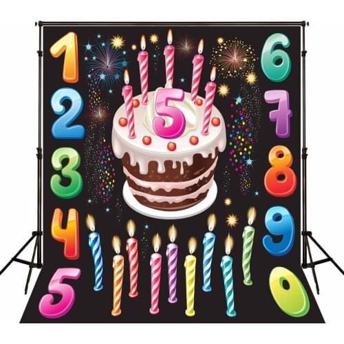 VinylBDS Photo Studio Backdrop Colorful Digital Birthday Cake Background Backdrop Backgrounds For Photo Studio