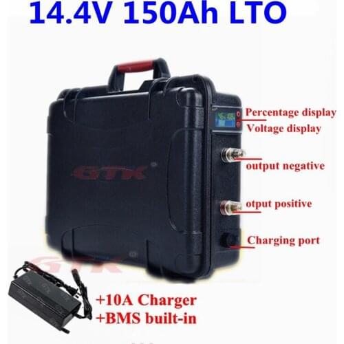 Waterproof LTO 14.4V 6S 12V 150ah battery pack with BMS for trolling motor solar system motorhome RV+10A Charger