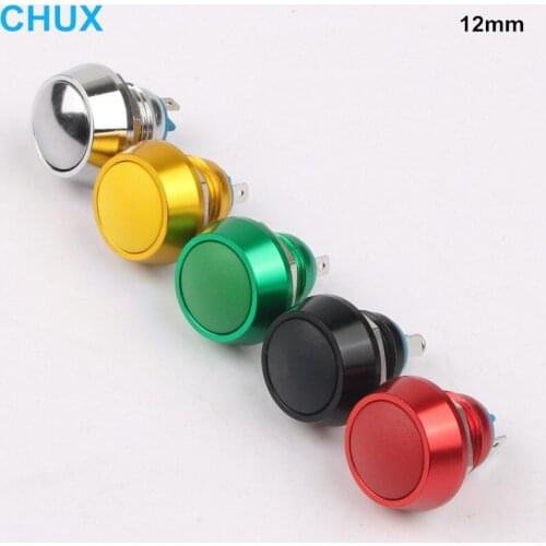 Waterproof Metal Push button Switch Momentary 12mm Oxidation Screw Welding Foot Red Green Yellow Blue Black Metal ON OFF Switch