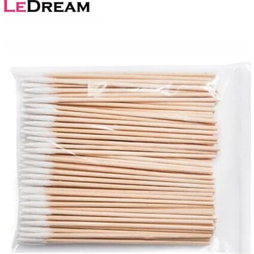 High Quality 1 Bag 100pcs Wooden Cotton Stick Swabs Buds For Cleaning The Ears Eyebrow Lips Eyeline Tattoo Makeup Cosmetics