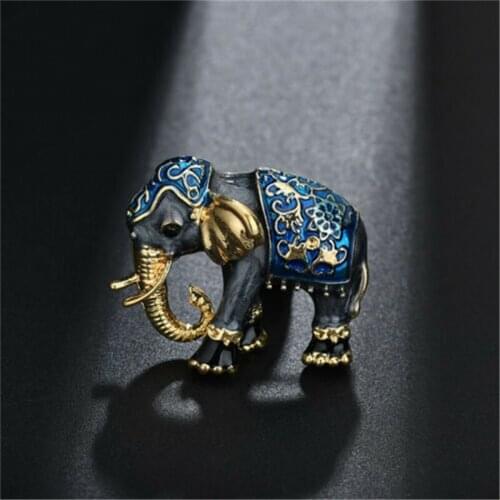 New Arrival Lovely Blue Texture Enamel Elephant Shape Brooch Crystal Pins Brooches For Women Kids Scarf Clothes Jewelry
