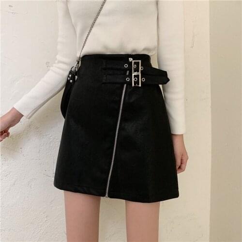 2020 PU small leather half-length skirt womens autumn and winter new large-size design short skirt covering the hips