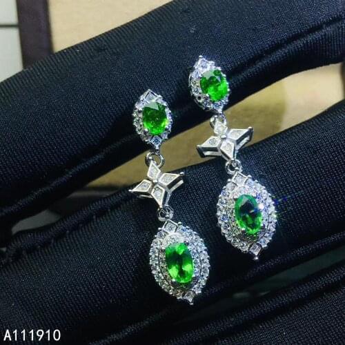 KJJEAXCMY fine jewelry 925 sterling silver inlaid Natural Tsavorite ladies earrings classic support detection popular