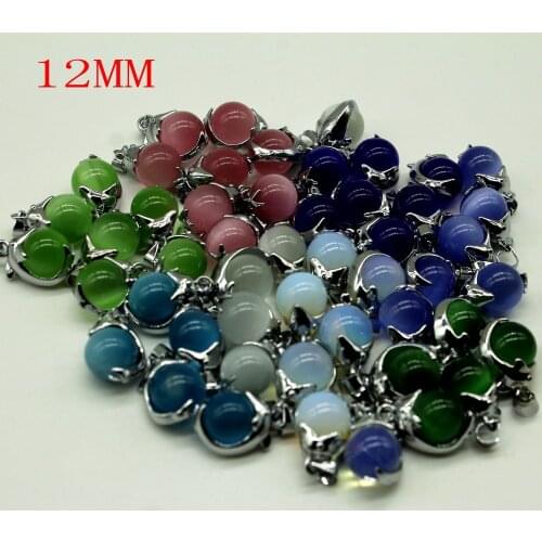 10pcs natural cat eye Stone Pendant Charms Jewelry fit DIY Necklace Earrings Making