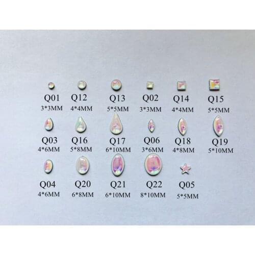 100pcs Retail 3D Different Size Stud White AB color Round Square Oval Horse-Eye Star Drop Nail Art Deco Nail Art Stud