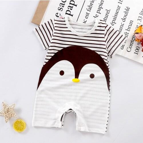 2021 boys girls jumpsuit short-sleeved jumpsuit cotton cartoon pajamas baby clothing newborn baby summer clothing