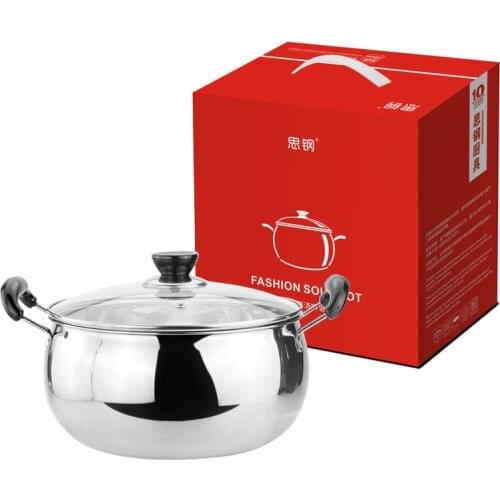 22cm Stainless Steel Food Soup Cooking Pot Hotpot Cooker Rice Noodle Roll Steaming Milk Cooking Pan Kitchen Cookware