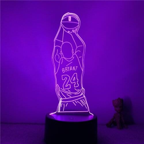 3D Lamp Great Athlete Basketball Black Mamba No.24 LED NightLight Figure 7 Colors Touch Table Bedroom Decor Night Light Gift