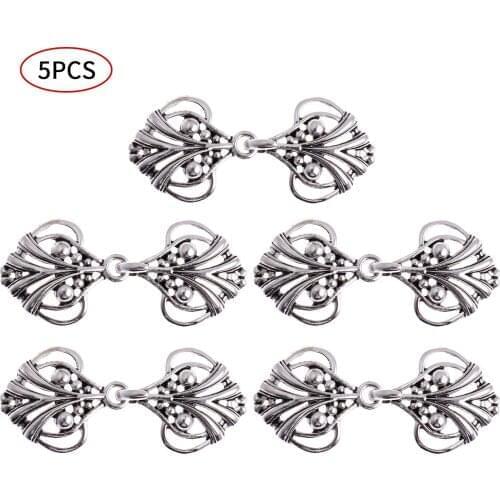 5Pc Vintage Cloak Clasp Fasteners Hooks Eyes Sweater Cardigan Clip Buckles Chinese Cheongsam Buttons DIY Clothing Decor Supplies