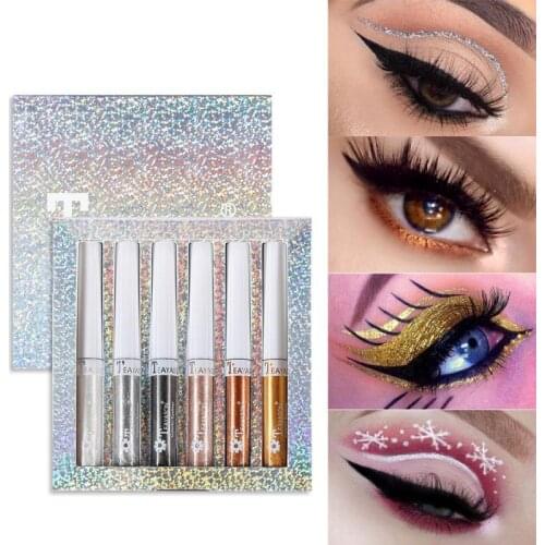 6Pcs/Set Brighten Lying Silkworm LIquid Eye Shadow Pearl Glitter Flash Film Pearl Light Highlight Flash Powder Eyes Makeup TSLM2