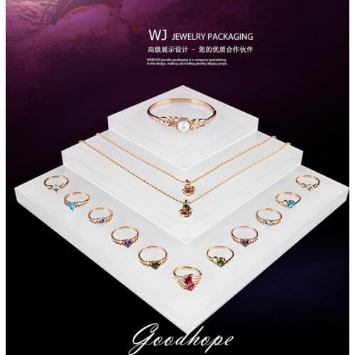 Acrylic Perspex Blocks Ring Earrings Necklace Bracelet Jewelry Display Stands Multi-functional 3pcs/set for Jewellery Countertop