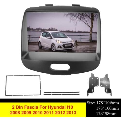 Hot sale DOUBLE DIN Car Radio Fascia for HYUNDAI i-10,i10 2008+ stereo facia frame panel dash mount kit adapter trim Bezel facia