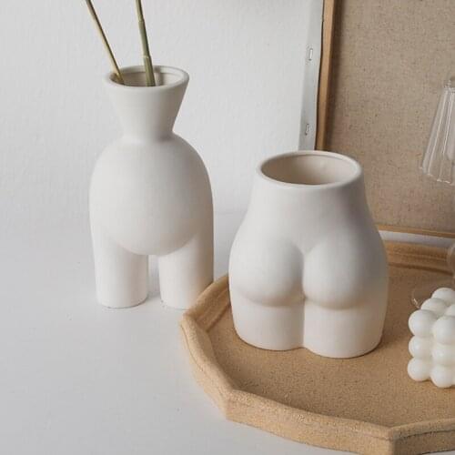 Nordic White Ceramic Creative Simple Dried Flower Vase DecorVase Soft Decoration Living Room Porch Flower Arrangement Ornaments