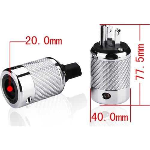 Hi-End pair Carbon Fiber Rhodium Plated US Power Plug IEC Female Connector AC power cord jack adapter socket plug