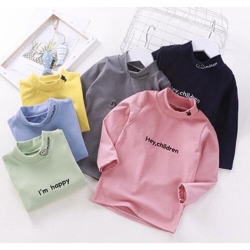 Boys Girls T-shirt Kids Turtleneck Shirt Long Sleeve Kids Tees Tops Clothing Spring Autumn T Shirt for Children 2-12 Year Old