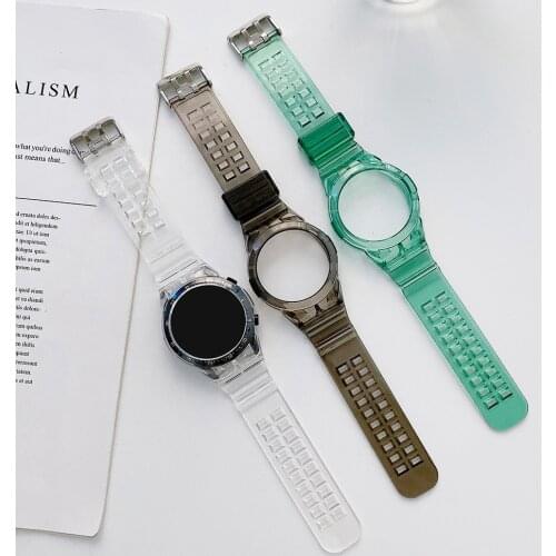 Flexible Silicone Strap with Frame Case for Huawei Watch GT 2 46mm Band GT2 Transparent Bracelet Sport Slim Belt Cover Bumper