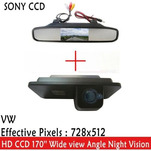 HD Video Auto Parking Monitor LED Night Vision SONY CCD Car Rear View Camera With 4.3 inch Car Rearview Mirror Monitor FOR VW