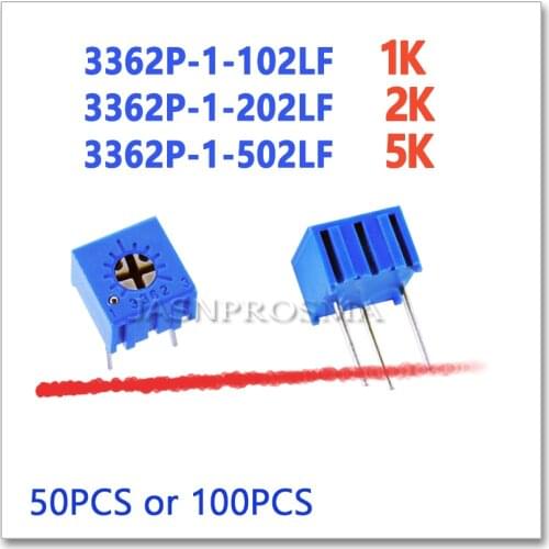 JASNPROSMA 3362P 50PCS 100PCS 1K 2K 5K 102 202 502 Precision Adjustable