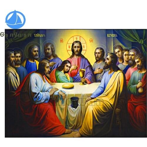 Jesus Last Supper Paintings with diamond full square round drill diamond embroidery cross stitch diamond mosaic religious decor